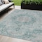 Homeroots 5' X 8' Teal Blue Floral Medallion Washable Indoor Outdoor Area Rug 607945 - alternate 1