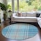 Homeroots 8' Teal Blue Gray And Brown Round Plaid Washable Indoor Outdoor Area Rug 596365 - alternate 2