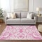 Homeroots 10' X 14' Blush And Ivory Damask Washable Indoor Outdoor Area Rug 614418 - alternate 4