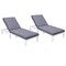 Leisuremod Chelsea Modern Outdoor White Chaise Lounge Chair With Blue Cushions CLW-77BU2 - alternate 1