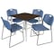 Regency Square Kahlo Breakroom Table W/ 4 Zeng Stack Chairs, 30 in W, 30 in L, Neo Walnut TPL3030NWCM44BE - alternate 1