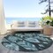 Homeroots 8' Teal Blue Aqua And Charcoal Round Southwestern Washable Indoor Outdoor Area Rug 587832 - alternate 2