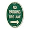 Signmission No Parking Fire Lane With Right Arrow, 12 Inch X 18 Inch Architectural Oval, Heavy Gauge Aluminum A-OV-G-1218-23735 - alternate 1