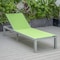Leisuremod Marlin Modern Grey Aluminum Outdoor Patio Chaise Lounge Chair, Square Fire Pit Side Table, Green MLGRCF21-77G - alternate 3