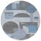 Homeroots 8' Blue And Gray Round Geometric Washable Indoor Outdoor Area Rug 618012 - alternate 3
