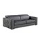 Homeroots 89" Dark Gray Top Grain Leather Reclining Solid Wood Sofa 720402 - alternate 4