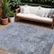 Homeroots 9' X 12' Blue And Dark Gray Abstract Washable Indoor Outdoor Area Rug 605540 - alternate 1