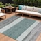 Homeroots 9' X 12' Teal Blue Off White And Gray Abstract Washable Indoor Outdoor Area Rug 615300 - alternate 1