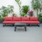 Leisuremod Chelsea 5-Piece Middle Patio Chairs and Coffee Table Set Black Aluminum With Red Cushions CSTBL-4R - alternate 4