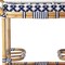 Homeroots 35in Navy Blue White And Natural Rolling Rattan Bar Cart 388948 - alternate 3