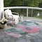 Homeroots 8' Teal Blue And Aqua Round Floral Washable Indoor Outdoor Area Rug 611098 - alternate 4