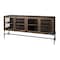 Homeroots 70in Black And Brown Solid Wood Sideboard Soft Close with Four Glass Doors 611015 - alternate 1