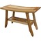 Homeroots 28" Natural Solid Teak Rectangular Shower Bench With Shelf 376740 - alternate 5
