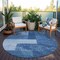 Homeroots 8' Navy Blue And Sky Blue Round Geometric Washable Indoor Outdoor Area Rug 612450 - alternate 3