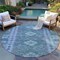 Homeroots 8' Blue Round Geometric Washable Indoor Outdoor Area Rug 607436 - alternate 4