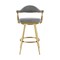 Homeroots 26" Gray and Gold Fabric and Stainless Steel Counter Height Swivel Bar Chair 569154 - alternate 2