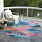 Homeroots 8' Sky Blue And Pink Round Floral Washable Indoor Outdoor Area Rug 611128 - alternate 2