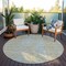 Homeroots 8' Beige And Blue Round Abstract Washable Indoor Outdoor Area Rug 612913 - alternate 4