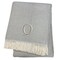 Homeroots 55" X 70" Gray White Herringbone Cotton Blend Q Initial Throw Blanket with Tassels Embroidery 655540 - alternate 3