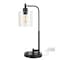 Jonathan Y Axel Modern 23" Iron/Seeded Glass Farmhouse Industrial USB Charging LED Task Lamp, Black JYL3078A - alternate 1