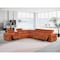 Homeroots Camel Italian Leather Modular L Shaped Seven Piece Corner Sectional With Console 534860 - alternate 6