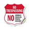 Signmission No Trespassing Shield Sign No Animals Ve, 18 Inch X 18 Inch, Vinyl Decal SHI-D-18-413 - alternate 1