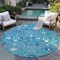 Homeroots 8' Teal Blue Purple And Ivory Round Oriental Washable Indoor Outdoor Area Rug 598078 - alternate 4