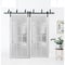Sartodoors Slab Barn Door Panel Frosted Glass 12 Lites, Felicia 3312 White Silk, Sturdy Finished Doors, Pock FELICIA3312S-WS-1896 - alternate 2
