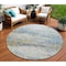 Homeroots 8' Blue Green And Ivory Round Abstract Washable Indoor Outdoor Area Rug 604573 - alternate 1