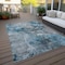 Homeroots 9' X 12' Teal Blue And Navy Blue Abstract Washable Indoor Outdoor Area Rug 581777 - alternate 2