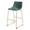Homeroots Set of Two 29" Green And Gold Faux Leather And Steel Bar Height Bar Chairs 555753 - alternate 5