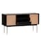 Homeroots 59in Black And Natural Wood Two Drawer Sideboard with Two Sliding Doors 544712 - alternate 5