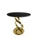 Homeroots 21" Black And Gold Stone And Stainless Steel Round Pedestal End Table 554649 - alternate 1