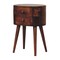 Homeroots 20" Brown Solid Wood Round Two Drawer Nightstand 651515 - alternate 7