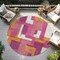 Homeroots 8' Pink Ivory And Orange Round Geometric Washable Indoor Outdoor Area Rug 613225 - alternate 4