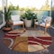 Homeroots 8' Wheat And Burgundy Round Geometric Washable Indoor Outdoor Area Rug 612601 - alternate 4