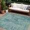 Homeroots 9' X 12' Teal Blue And Gray Geometric Washable Indoor Outdoor Area Rug 594591 - alternate 1