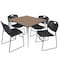 Regency Square Kahlo Breakroom Table W/ 4 Zeng Stack Chairs, 48 in W, 48 in L, Noble Oak TPL4848NOCM44BK - alternate 1