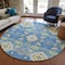 Homeroots 8' Blue Green And Orange Round Oriental Washable Indoor Outdoor Area Rug 597676 - alternate 2