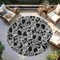 Homeroots 8' Black And Gray Round Abstract Washable Indoor Outdoor Area Rug 614127 - alternate 4