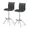 Homeroots Set of Two Gray and Silver Faux Leather and Metal Low Back Adjustable Height Bar Chairs, 2PK 555026 - alternate 3