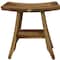 Homeroots Compact Rectangular Teak Shower Outdoor Bench With Shelf In Natural Finish 376744 - alternate 3
