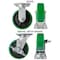 Hyw Products Heavy Duty Caster Set 6in Green Polyurethane on Cast Iron Wheels, 2 Rigid & 2 Swivel w/ Brake, 4PK 40-60R-A1-PC-2,40-60S-A1-PC-TB-2 (G) - alternate 2