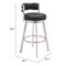 Homeroots 31" Black And Silver Faux Leather And Stainless Steel Low Back Bar Height Swivel Bar Chair 555769 - alternate 6