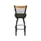 Holland Bar Stool Co Eleanor 36in Swivel Extra Tall Bar Stool, Black Wrinkle Finish, Medium Back and Canter Pine Seat 880 - alternate 4