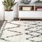 Jonathan Y Mercer Shag Plush Tassel Moroccan Tribal Geometric Trellis Ivory/Gray 4 ft. x 6 ft. Area Rug MCR102B-4 - alternate 3