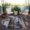 Homeroots 8' Brown Gray And Blue Round Geometric Washable Indoor Outdoor Area Rug 604496 - alternate 4