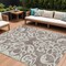 Homeroots 10' X 14' Taupe And Ivory Damask Washable Indoor Outdoor Area Rug 614466 - alternate 1