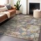 Homeroots 9' X 12' Gold Blue And Brown Floral Washable Indoor Outdoor Area Rug 604154 - alternate 3