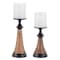 Homeroots Set of Two Black And Brown Metal And Solid Wood Tabletop Pillar Candle Holders, 2PK 634843 - alternate 3